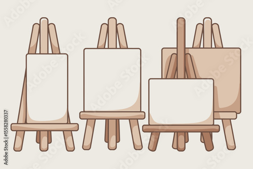 Three Different Sizes of Easel with Canvas