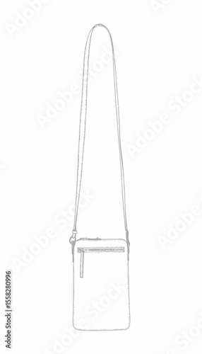 Minimalist white crossbody bag with adjustable strap and zipper  