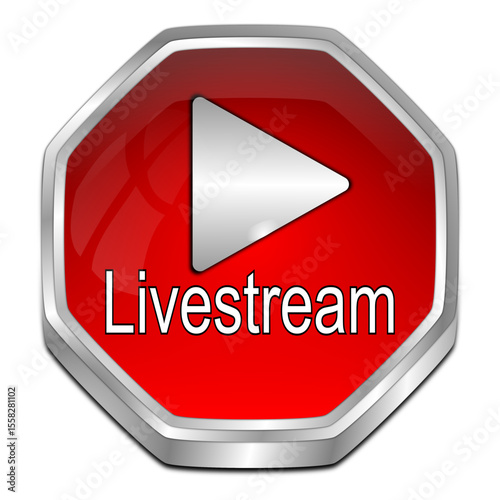 Livestream Button - 3D illustration
