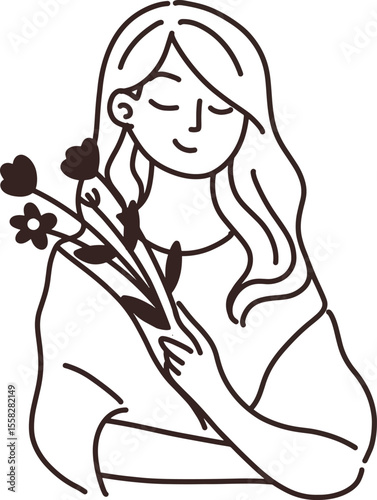 girl with a bouquet of flowers