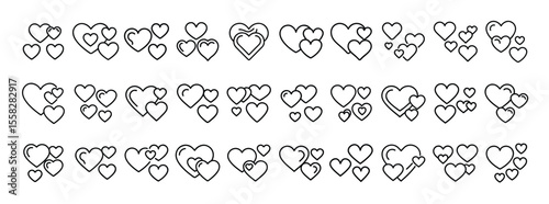 Love Icon Set. Containing heart, romance, affection, relationship, couple, emotion, dating, and Valentine icons. Solid icon collection.