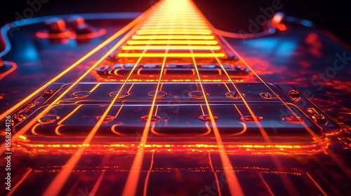Glowing Guitar Strings, Closeup