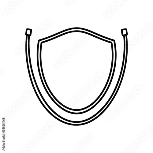 shielded cable line art on white background