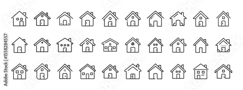 Home Icon Set. Containing house, building, property, real estate, shelter, housing, residence and home page icons. Solid icon collection.