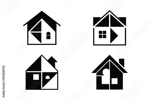 Abstract house icons set for real estate or design projects