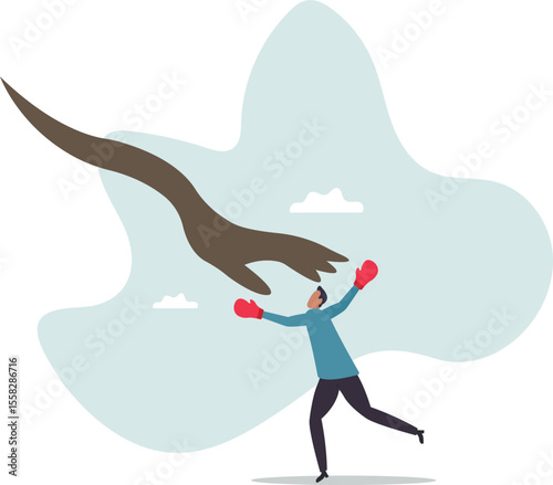 Overcome fear challenge difficulty, courage to fight back win over obstacle or difficulty,character for design.