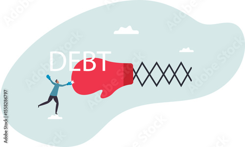 Debt management, fight with debt for financial freedom.character for design.