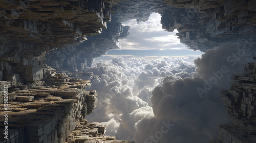 Majestic Clouds Seen From Above Abstract Stone Formation Landscape