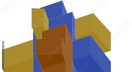 abstract modern architecture 3d rendering