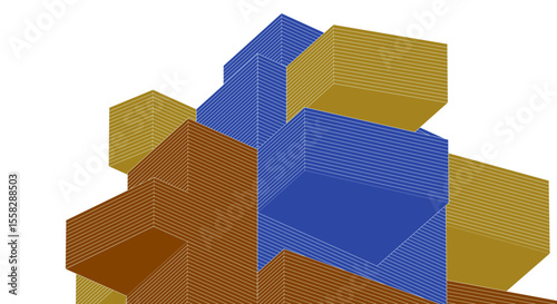abstract modern architecture 3d rendering
