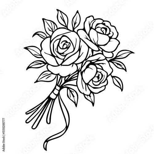Hochzeit Brautstrauß Lineart