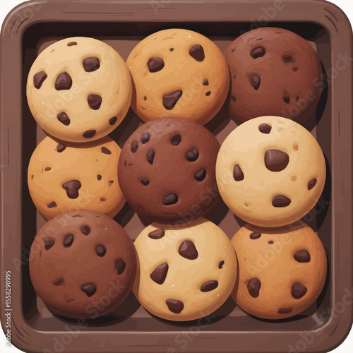 Assorted Chocolate Chip Cookies on a Baking Sheet