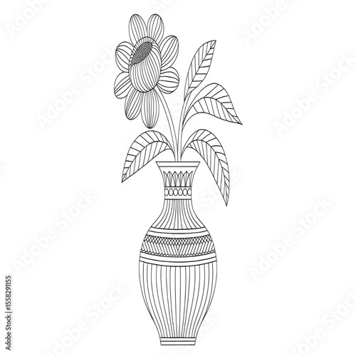 vase with flowers coloring page 