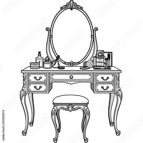 Vanity illustration vector style coloring page