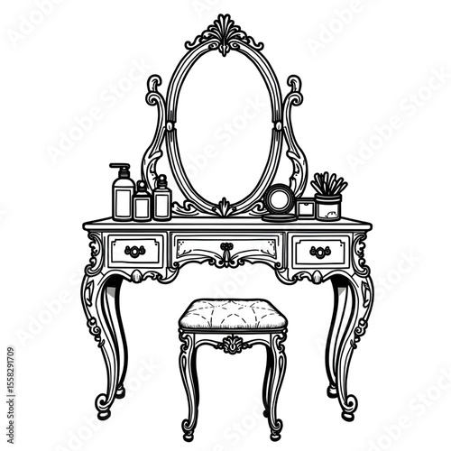 Vanity illustration vector style coloring page 