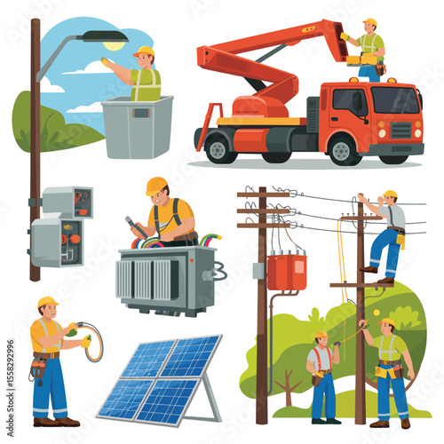 Variety of Electrical and Utility Workers
