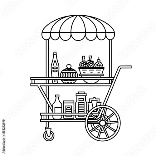 Serving illustration vector style coloring page
