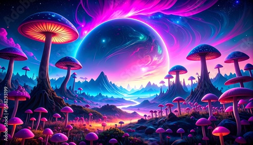 Psychedelic mushroom landscape