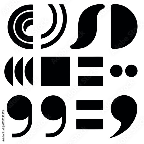 Abstract Vector Shapes: Modern Minimalist Black and White Design Elements