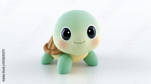 Adorable Green Baby Turtle Character