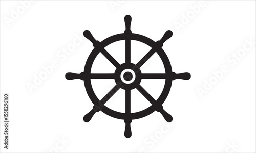 Ship Wheel Icon - Nautical Steering Helm Symbol