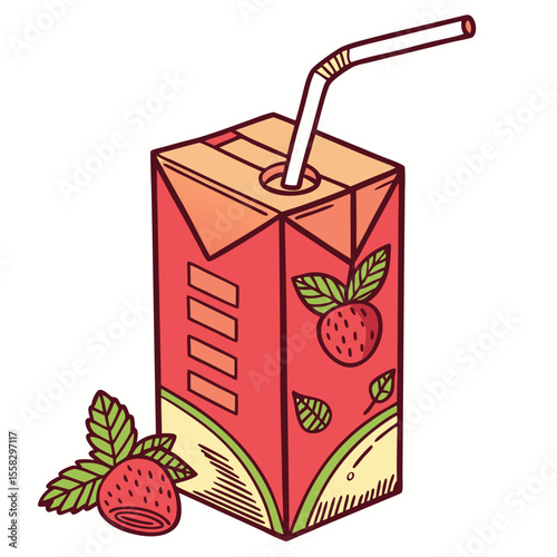 Refreshing beverages: an isolated image of a glass of juice with a straw, a glass of milk, and another glass of juice