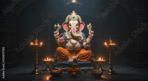 lord ganesha in secret temple, made by AI