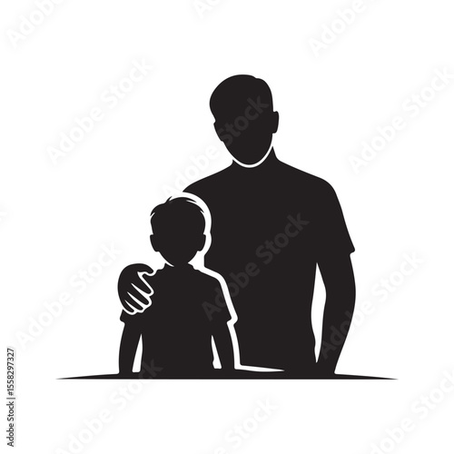 Loving father holding his child tenderly within a protective circular embrace