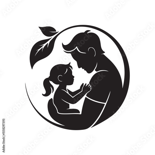 Loving father holding his child tenderly within a protective circular embrace