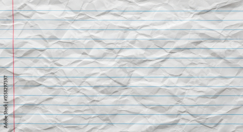 A crumpled sheet of lined paper creates a textured and patterned background