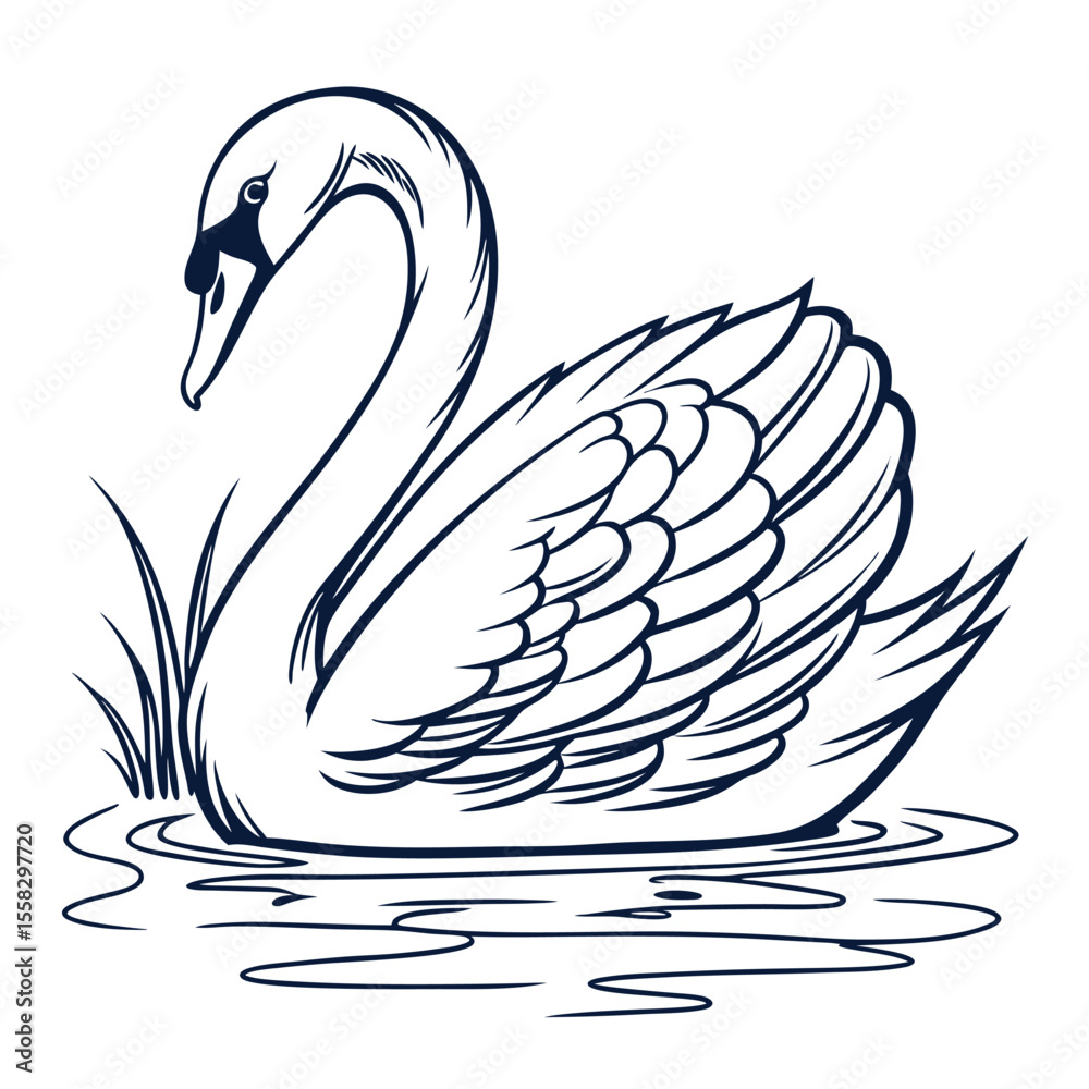 Obraz premium Black swans gracefully illustrate love on the lake, their silhouettes a symbol of nature's design