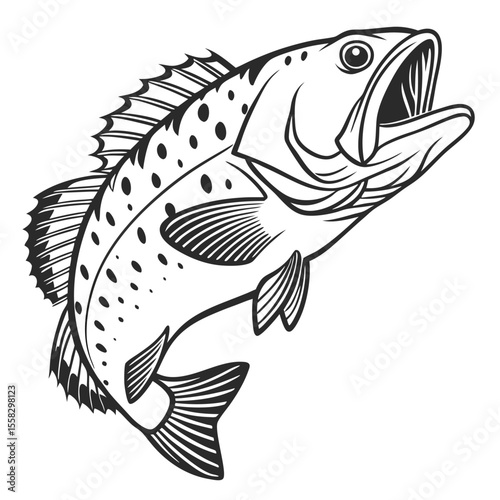 Aquatic animal vector illustration with a cartoon fish swimming underwater in tropical ocean