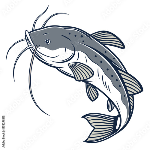 Fish vector illustration of an aquatic animal swimming in the ocean, ideal for fishing, marine life, or cartoon designs