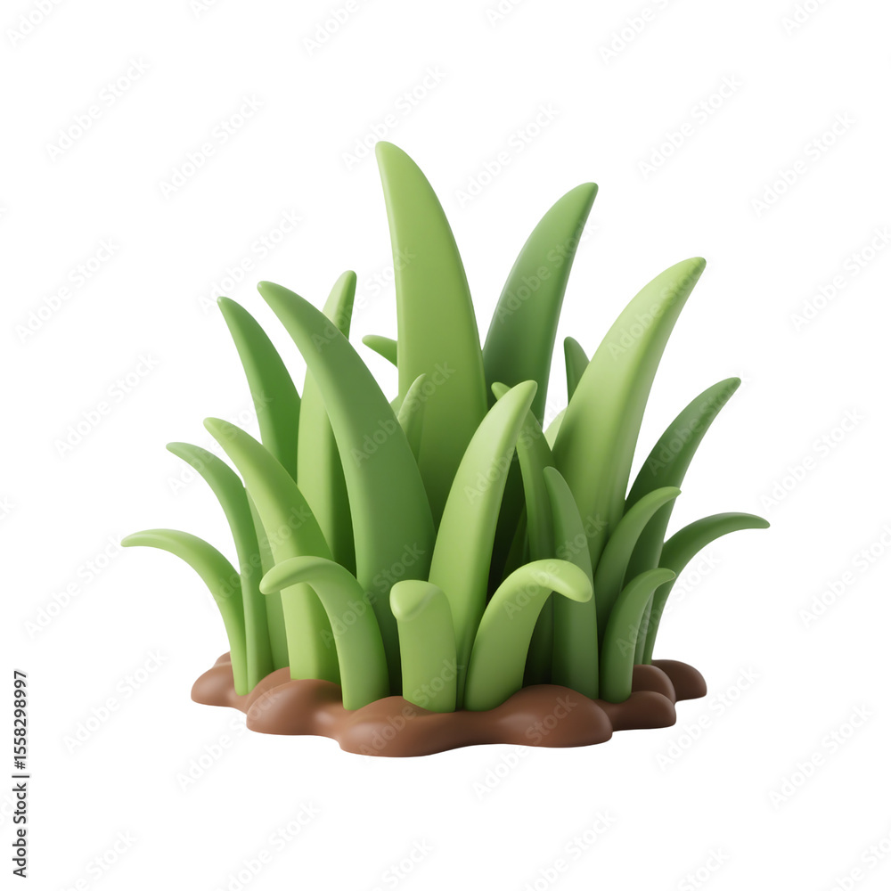 Obraz premium Tuft of green grass isolated on transparent background studio shot