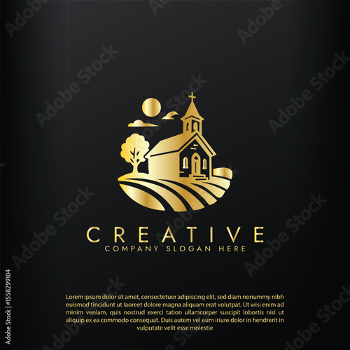 Pioneer Churches logo, featuring a cross symbol, symmetrical , and minimalist aesthetic vector illustration design