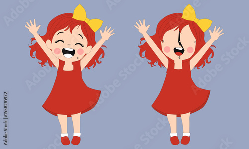 two children in red with red love smiling