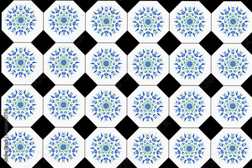 A bright geometric mandala with a multi-colored pattern. The symmetrical design radiates energy and harmony, combining sharp angles with flowing curves in a kaleidoscope of colors.
