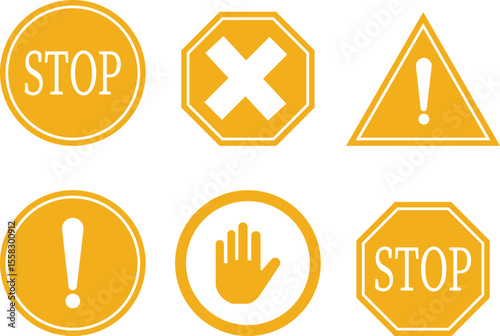 Stop icon set.No Entry or No Sign and Warning Icon.hand stop sign and symbol. Do not enter red sign.Alert information, accident notification vector illustration.sign icon vector illustration.