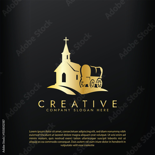 Pioneer Churches logo, featuring a cross symbol, symmetrical , and minimalist aesthetic vector illustration design