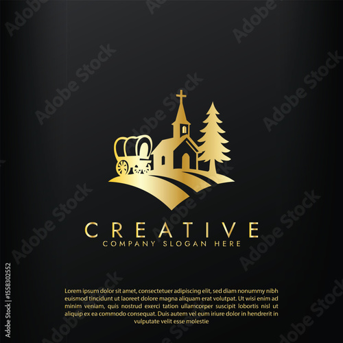 Pioneer Churches logo, featuring a cross symbol, symmetrical , and minimalist aesthetic vector illustration design
