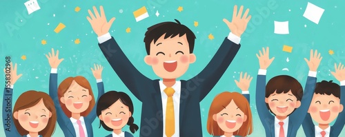 Great job! The boss encourages the staff for doing a very good job, Generative AI