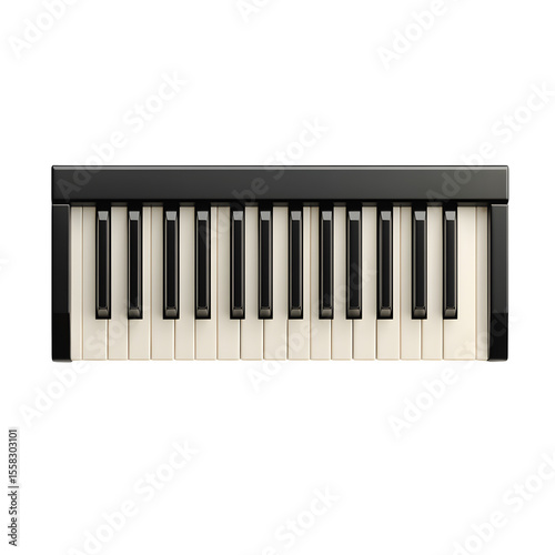 hyper realistic segment piano keyboard ivory vintage keys isolated, pure white background subtle soft shadow clean studio lighting resource stock image design easy creative project use simple art asse