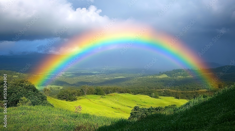 Fototapeta premium Rainbow over rolling hills