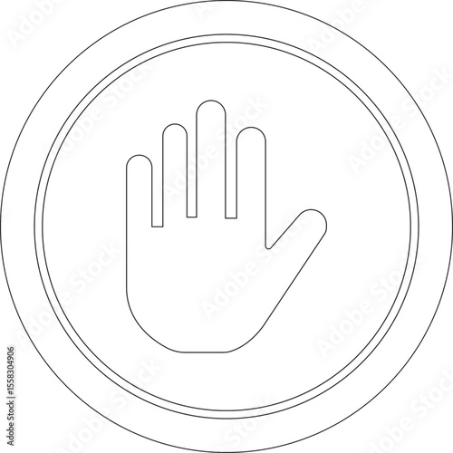 Stop line art icon.No Entry or No Sign and Warning Icon.hand stop sign and symbol. Do not enter red sign.Alert information, accident notification vector illustration.sign icon vector illustration.