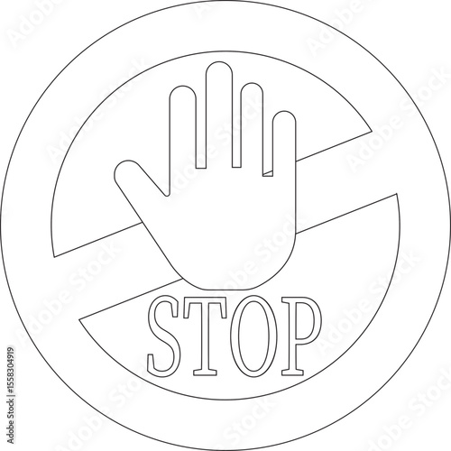 Stop line art icon.No Entry or No Sign and Warning Icon.hand stop sign and symbol. Do not enter red sign.Alert information, accident notification vector illustration.sign icon vector illustration.