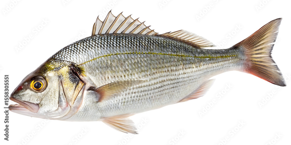 Fototapeta premium Striped Silver Sea Bream with Spiny Dorsal Fin