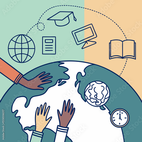 a close-up of hands touching the globe
