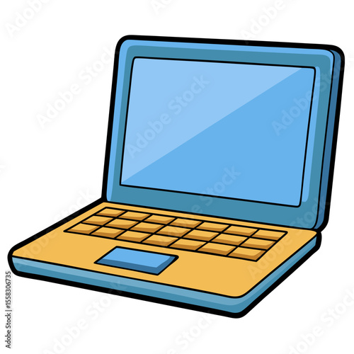 A vibrant cartoon illustration of a laptop computer, showcasing a playful and modern design aesthetic. generative AI