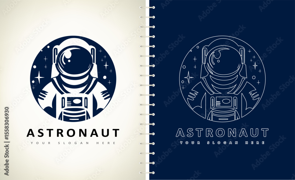 Fototapeta premium Astronaut in spacesuit in space logo vector
