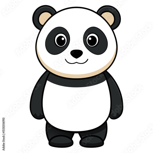 A charming illustration of a panda with its distinctive black and white fur pattern, showcasing its adorable features and appealing pose. generative AI